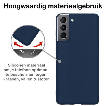 Forterra Samsung S22 Hoesje Siliconen Backcover Lichtgewicht - Donkerblauw