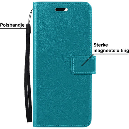 Forterra iPhone 13 Pro Hoesje Bookcase Cover met Kaarthouder - Turquoise