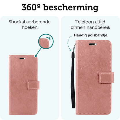 Forterra Google Pixel 10 Hoesje Bookcase Cover met Kaarthouder - Rosé goud