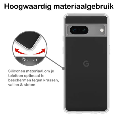 Forterra Google Pixel 7A Hoesje Siliconen Backcover Lichtgewicht - Transparant