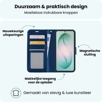 Forterra Samsung S26 Hoesje Bookcase Cover met Kaarthouder - Donkerblauw