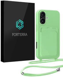Forterra iPhone 17 Hoesje Met Telefoonkoord en Pasjeshouder Siliconen - Groen