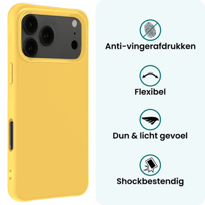 Forterra iPhone 17 Pro Hoesje Siliconen Backcover Lichtgewicht - Geel