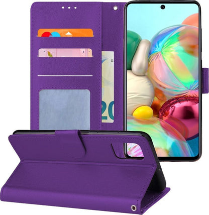 Forterra Samsung A71 Hoesje Bookcase Cover met Kaarthouder - Paars
