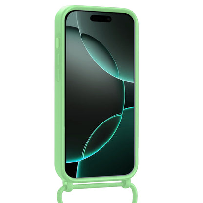 Forterra iPhone 16 Pro Max Hoesje Met Telefoonkoord en Pasjeshouder Siliconen - Groen