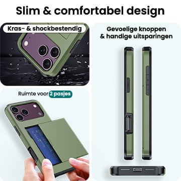 Forterra iPhone 18 Pro Max Hoesje Kaarthouder Hard Case Shockproof - Donkergroen