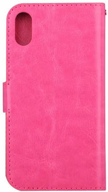 Forterra iPhone Xs Hoesje Bookcase Cover met Kaarthouder - Donkerroze