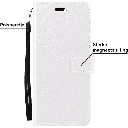 Forterra OPPO A16s Hoesje Bookcase Cover met Kaarthouder - Wit