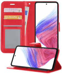 Forterra Samsung A53 Hoesje Bookcase Cover met Kaarthouder - Rood