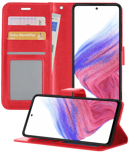 Forterra Samsung A53 Hoesje Bookcase Cover met Kaarthouder - Rood