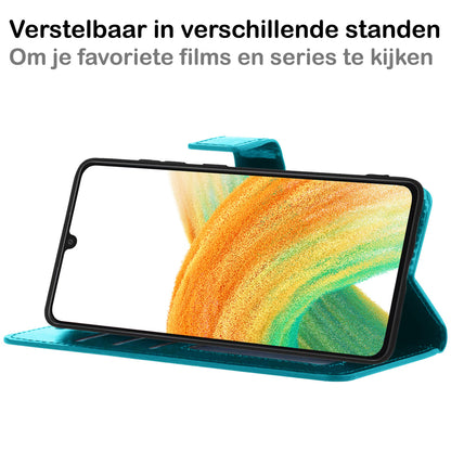 Forterra Samsung A33 Hoesje Bookcase Cover met Kaarthouder - Turquoise