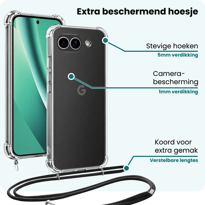 Forterra Google Pixel 10a Hoesje met Koord Backcover Shockproof - Transparant