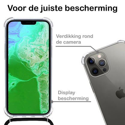 Forterra iPhone 13 Pro Max Hoesje met Koord Backcover Shockproof - Transparant