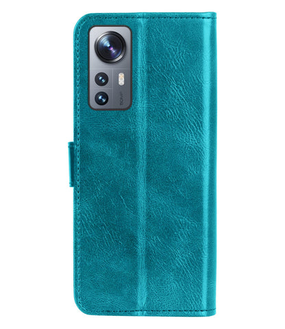 Forterra Xiaomi 12X Hoesje Bookcase Cover met Kaarthouder - Turquoise