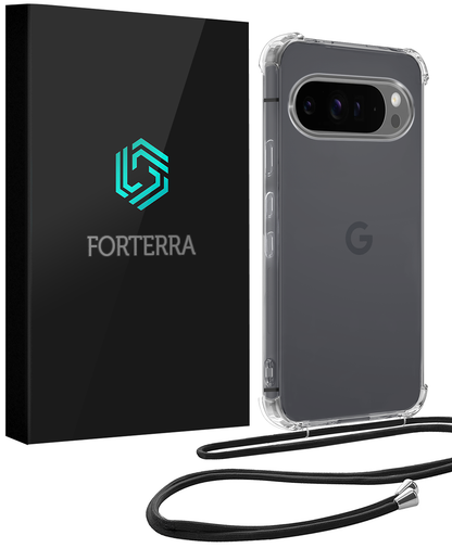 Forterra Google Pixel 9 Pro XL Hoesje met Koord Backcover Shockproof - Transparant
