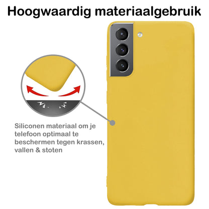 Forterra Samsung S21 FE Hoesje Siliconen Backcover Lichtgewicht - Geel