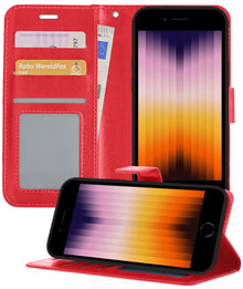 Forterra iPhone SE 2022 Hoesje Bookcase Cover met Kaarthouder - Rood