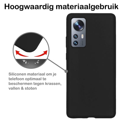 Forterra Xiaomi 12 Pro Hoesje Siliconen Backcover Lichtgewicht - Zwart
