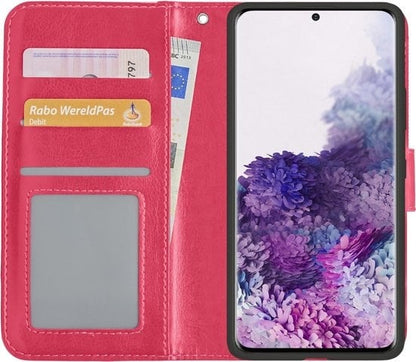 Forterra Samsung S20 Hoesje Bookcase Cover met Kaarthouder - Donkerroze