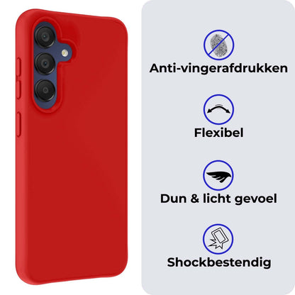 Forterra Samsung A15 Hoesje Siliconen Backcover Lichtgewicht - Rood