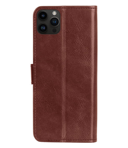 Forterra iPhone 15 Pro Hoesje Bookcase Cover met Kaarthouder - Bruin
