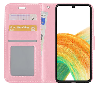 Forterra Samsung A33 Hoesje Bookcase Cover met Kaarthouder - Lichtroze