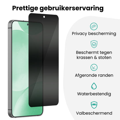Forterra Privacy Screenprotector Geschikt voor Samsung Galaxy S24 - Met Installatie Kit - Privacy - Beschermglas - Flexibel Glas - Tempered Glass - Screen Protector
