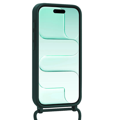 Forterra iPhone Air Hoesje Met Telefoonkoord en Pasjeshouder Siliconen - Donkergroen
