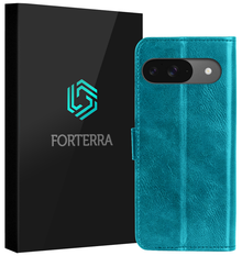 Forterra Google Pixel 10 Hoesje Bookcase Cover met Kaarthouder - Turquoise