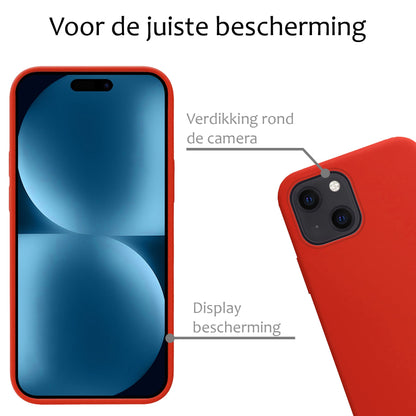 Forterra iPhone 15 Plus Hoesje Siliconen Backcover Lichtgewicht - Rood