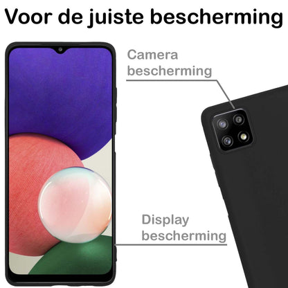 Forterra Samsung A22 4G Hoesje Siliconen Backcover Lichtgewicht - Zwart