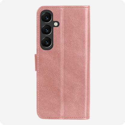 Forterra Samsung S25 Hoesje Bookcase Cover met Kaarthouder - Rosé goud