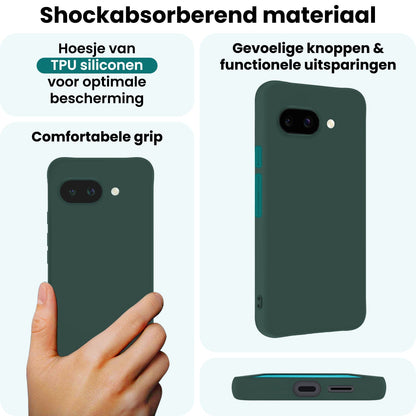 Forterra Google Pixel 9a Hoesje Siliconen Backcover Lichtgewicht - Donkergroen
