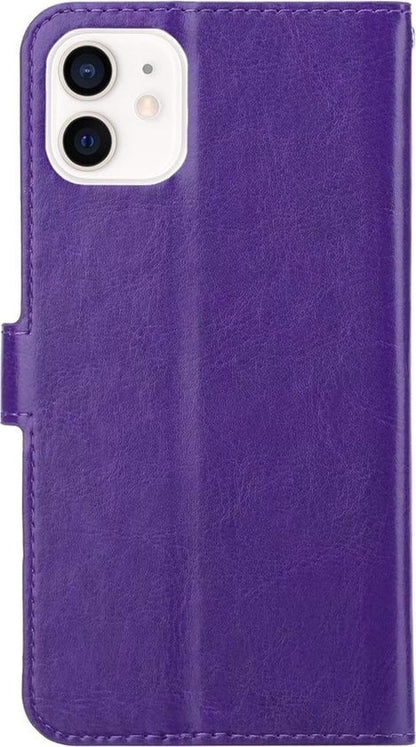 Forterra iPhone 12 Mini Hoesje Bookcase Cover met Kaarthouder - Paars