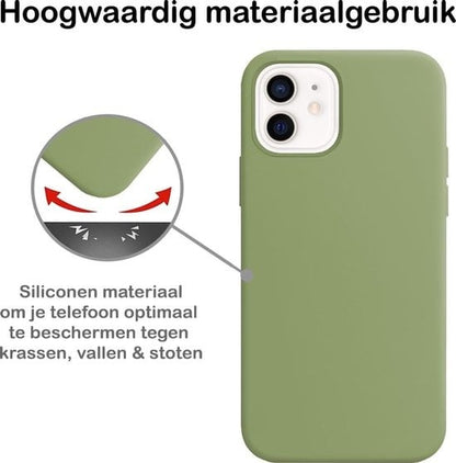 Forterra iPhone 12 Hoesje Siliconen Backcover Lichtgewicht - Groen