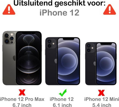 Forterra iPhone 12 Hoesje Bookcase Cover Uitneembaar - Donkerroze