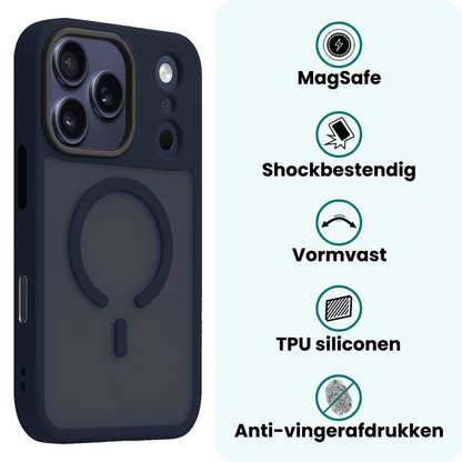 Forterra iPhone 17 Pro Hoesje Geschikt voor Magsafe Backcover Shockproof - Donkerblauw