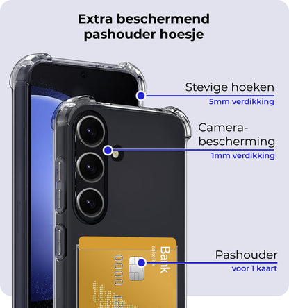 Forterra Samsung S23 FE Hoesje Kaarthouder Backcover Shockproof - Transparant