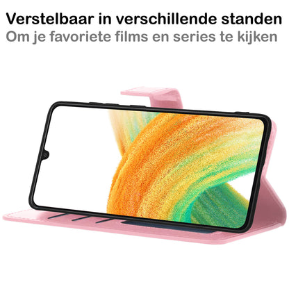 Forterra Samsung A33 Hoesje Bookcase Cover met Kaarthouder - Lichtroze
