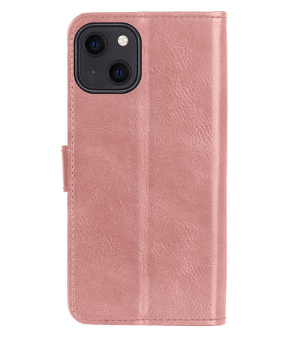 Forterra iPhone 14 Plus Hoesje Bookcase Cover met Kaarthouder - Rosé goud