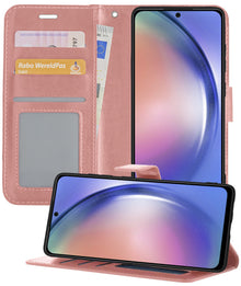 Forterra Samsung A54 Hoesje Bookcase Cover met Kaarthouder - Rosé goud