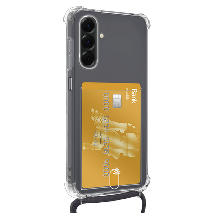 Forterra Samsung A26 Hoesje Kaarthouder met Koord Backcover Shockproof - Transparant