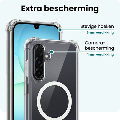 Forterra Samsung A17 Hoesje Geschikt voor Magsafe Backcover Shockproof - Transparant