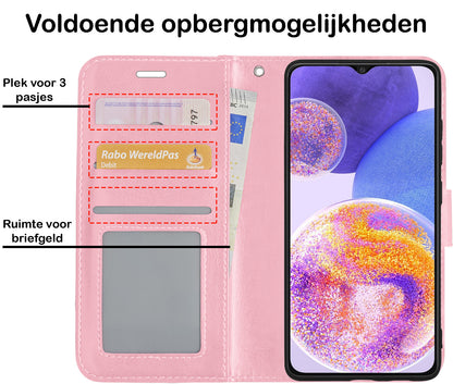 Forterra Samsung A23 Hoesje Bookcase Cover met Kaarthouder - Lichtroze
