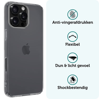 Forterra iPhone 16 Pro Hoesje Siliconen Backcover Lichtgewicht - Transparant