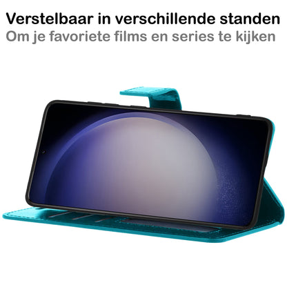 Forterra Samsung S23 Hoesje Bookcase Cover met Kaarthouder - Turquoise