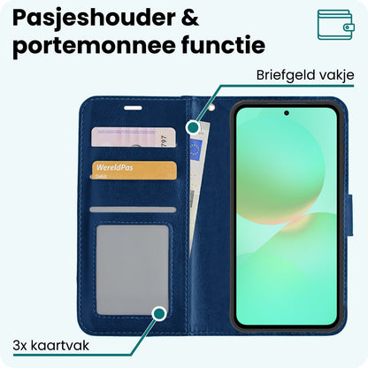 Forterra Samsung A36 Hoesje Bookcase Cover met Kaarthouder - Donkerblauw