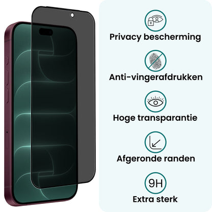 Forterra iPhone 18 Pro Screenprotector Gehard Glas - Privacy