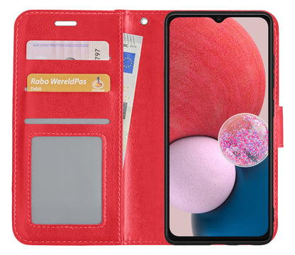 Forterra Samsung A13 4G Hoesje Bookcase Cover met Kaarthouder - Rood