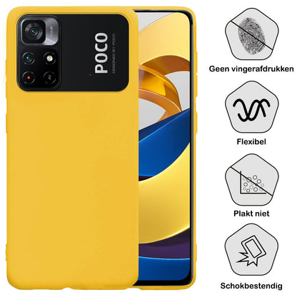 Forterra Xiaomi Poco M4 Pro 5G Hoesje Siliconen Backcover Lichtgewicht - Geel